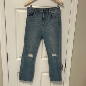 Casual Light Blue Cropped Jeans